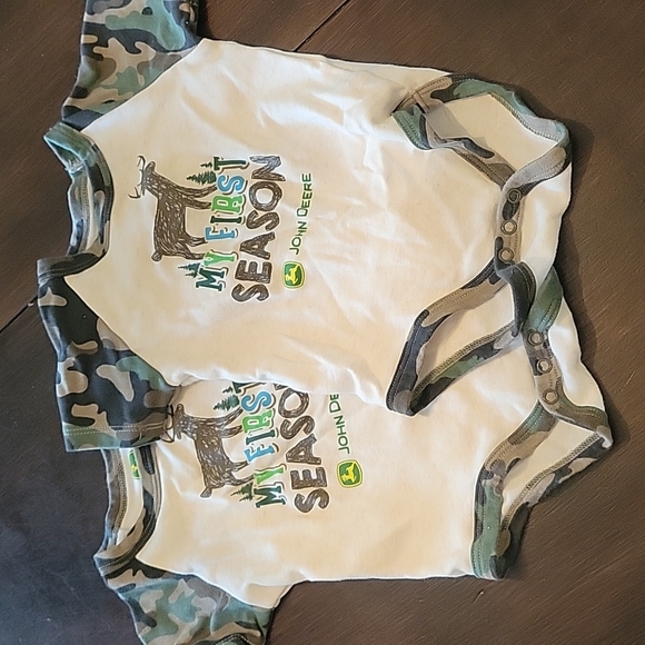 Set of 2 Matching Camo My First Season John Deere Onesies - Picture 3 of 8
